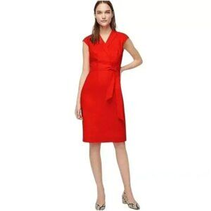 NWT J. Crew Stretch Linen Belted Faux Wrap Dress in Women's 10